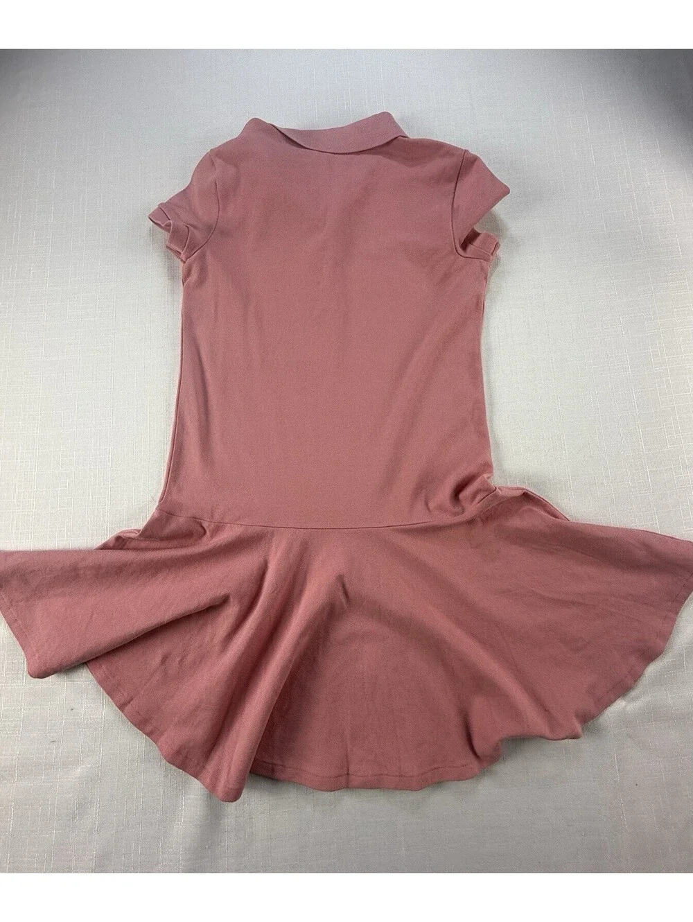 NWT Polo Ralph Lauren Girls Polo Dress Pink Drop Waist Ruffle Hem L 12-14 Cotton